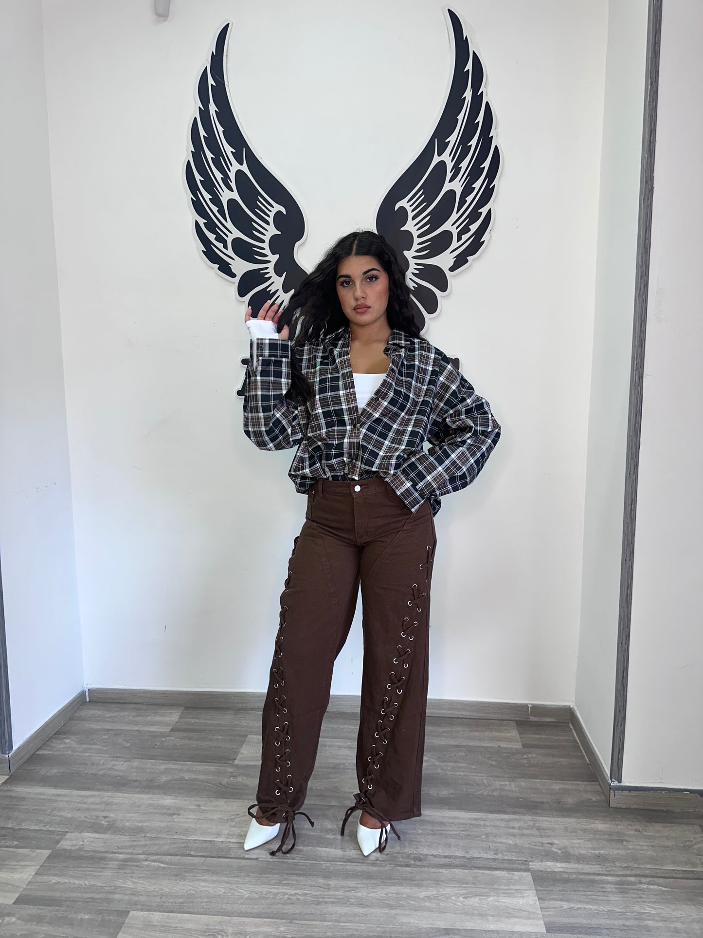 Camicia a righe con spalline