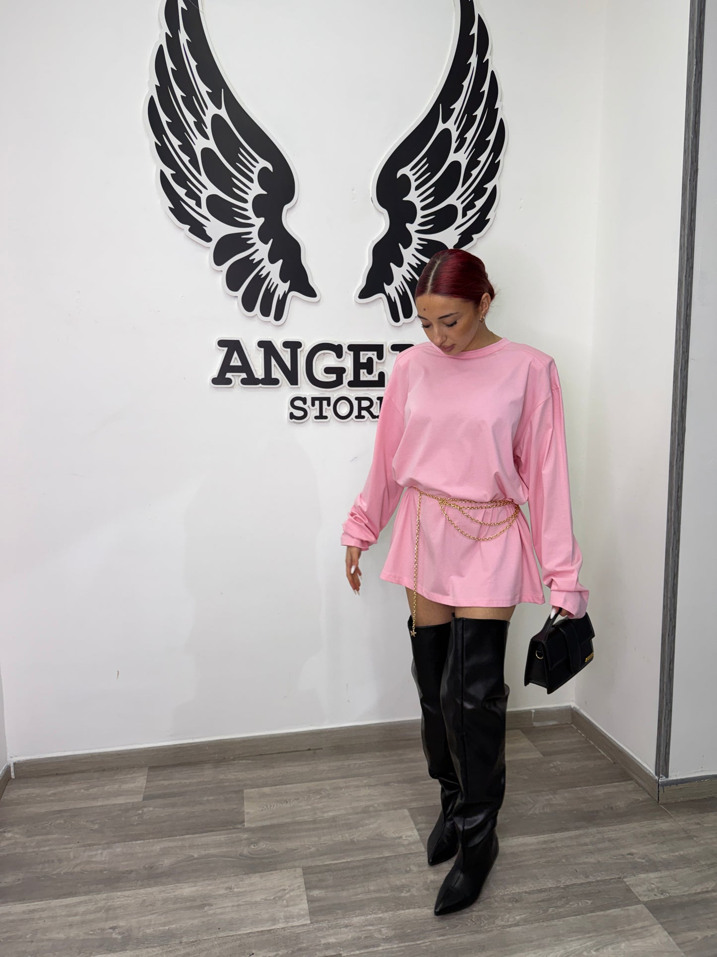 Maxi shirt in cotone pink