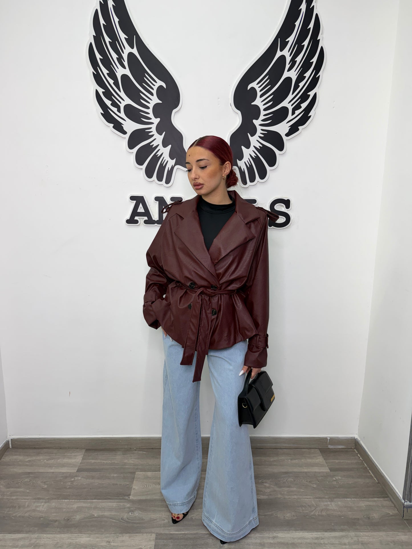 Mini trench in pelle