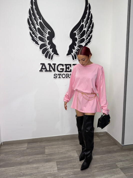 Maxi shirt in cotone pink