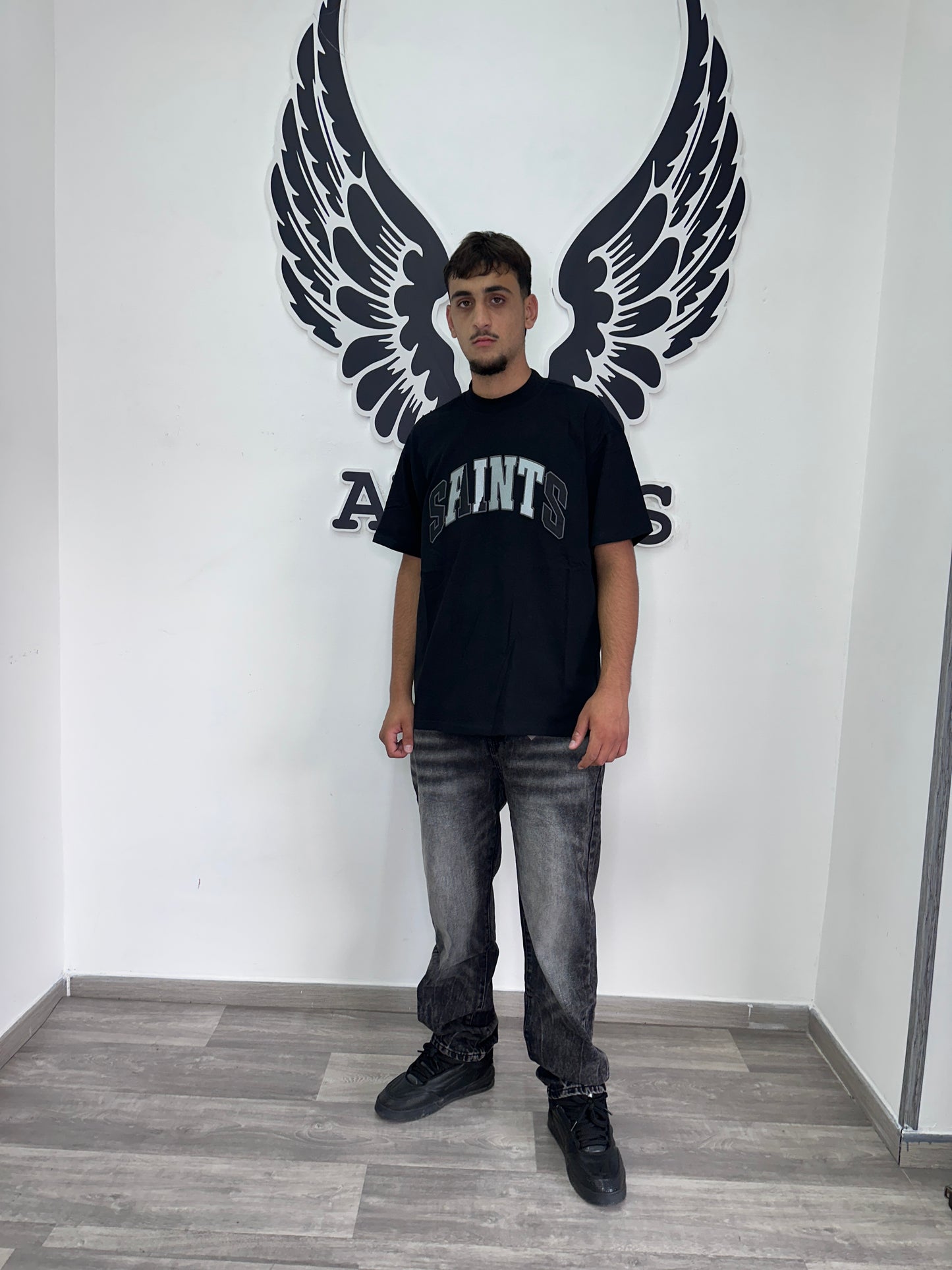 Jeans baggy grigio sfumato